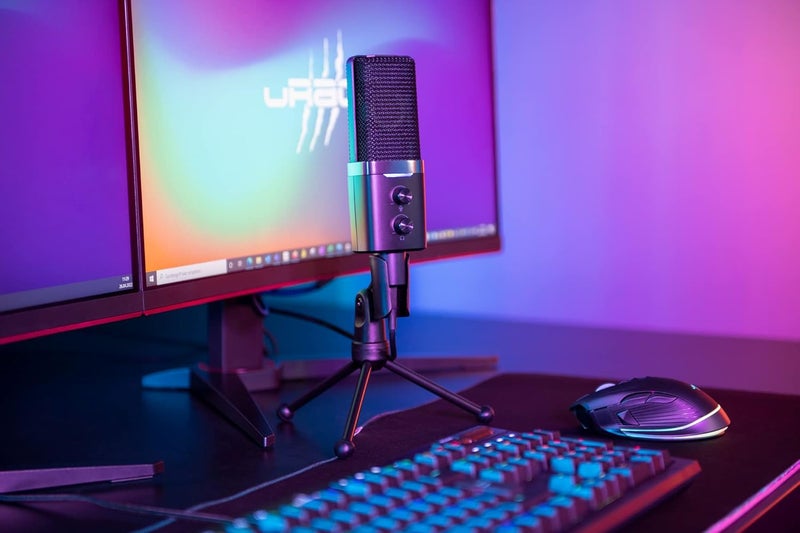 uRage Stream 700 HD USB Condenser Gaming Microphone with Headphone Monitoring and Pop Filter - Professional Streaming Podcast Mic for PC/Mac - 30Hz-18kHz Studio Quality with Adjustable Tripod Stand - Image 3