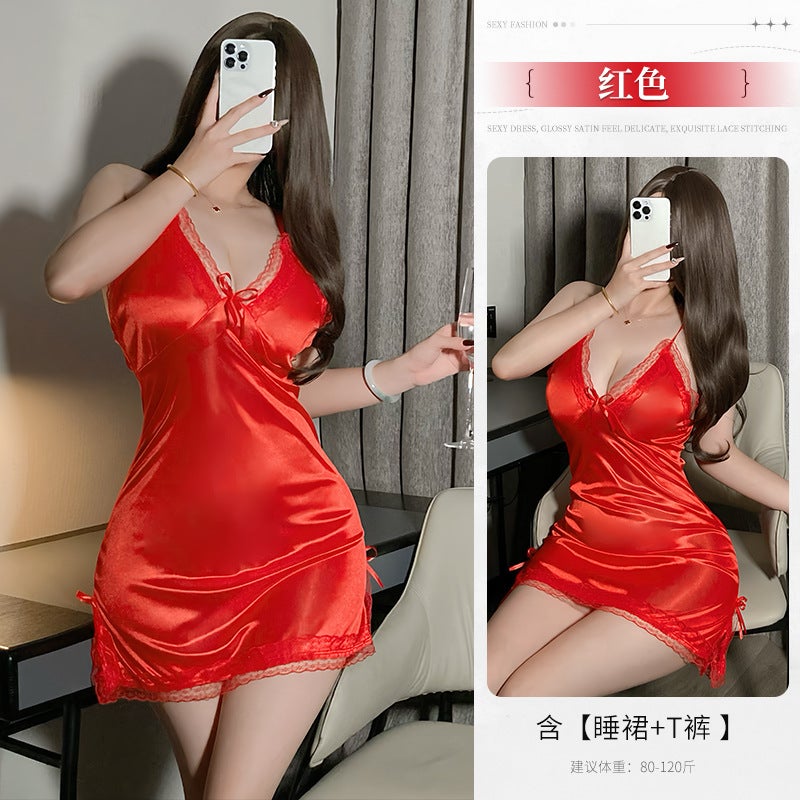 Sexy and Exciting Sexy Underwear Pure Sling Thin Lace Chic Dating Free Nightgown suit 8550 - Image 5