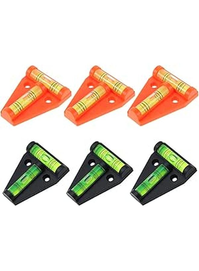 6Pcs Mini T Shape Bubble Level High Precision Plastic Orange Black 58x43x13mm - Image 1