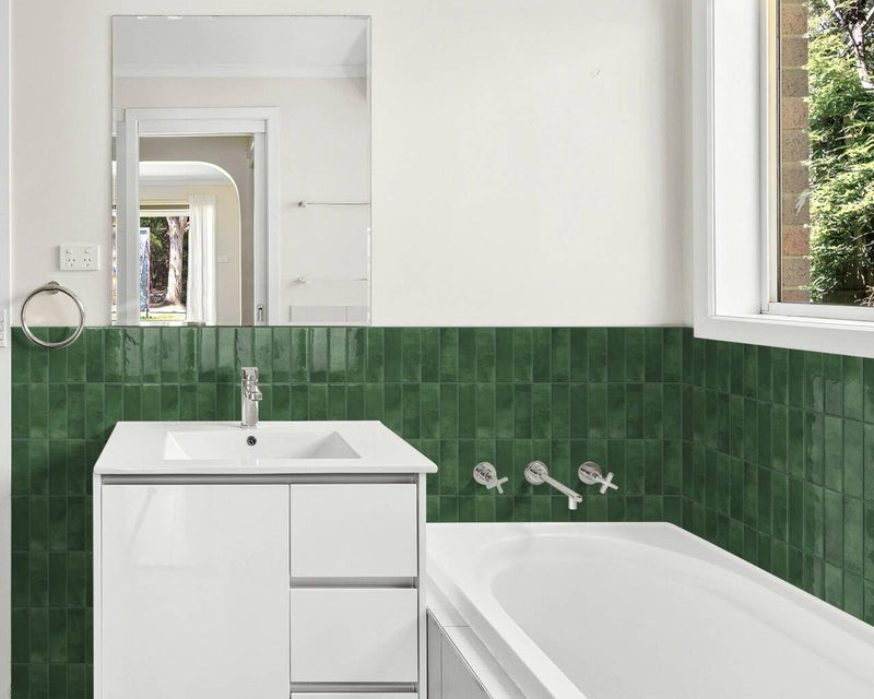 DEWOO Peel and Stick Subway Backsplash Green Kitchen Bathroom Rectangle Self Adhesive Wall Tile Brick (10-Sheet, 12"Ã—12") - Image 4