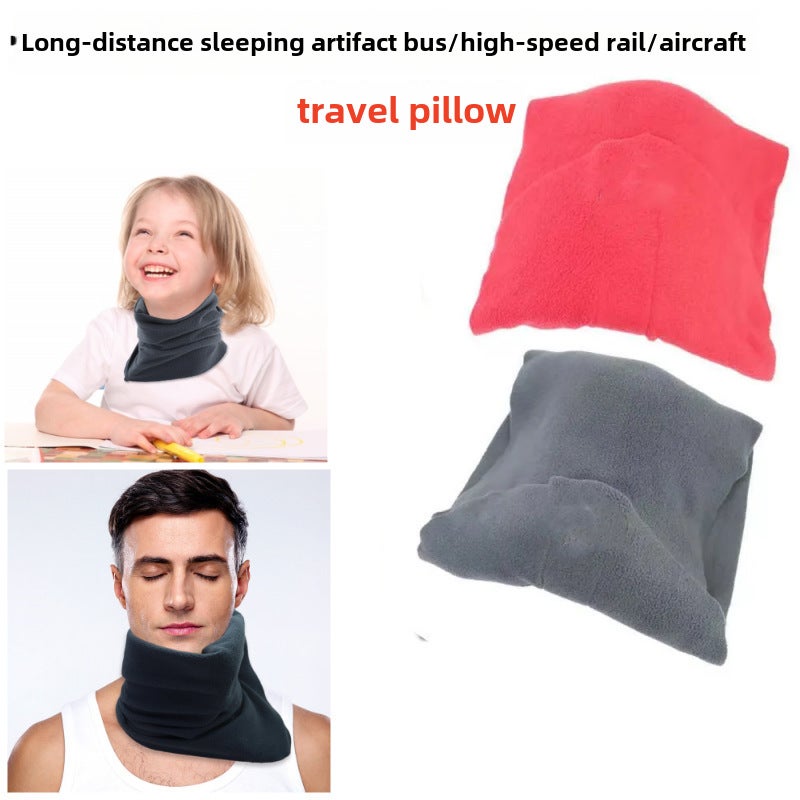 Travel U-Shaped Pillow Airplane High-Speed Rail Car U-Shaped Pillow Neck Pillow Outdoor Portable Sponge Polar Fleece U-Shaped Pillow(LaTeX upgraded Red) - Image 3