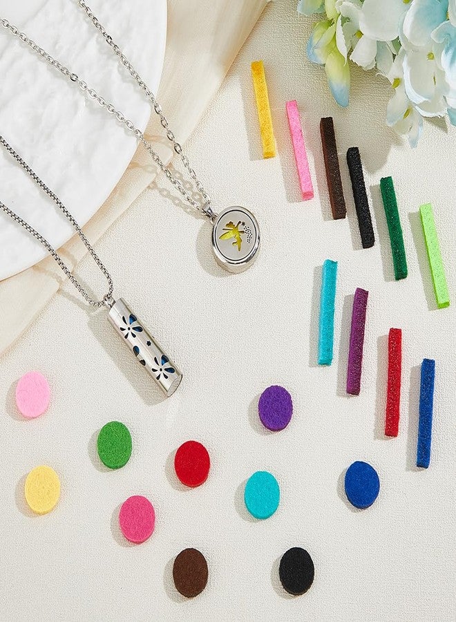 Hobbspring 2 Sets Aromatherapy Essential Oil Diffuser Necklace 2 Styles Diffuser Stainless Steel Oil Pendant with 20Pcs Felt Pads Aromatherapy Bottle Locket Necklaces Gift for Woman Men - Image 5