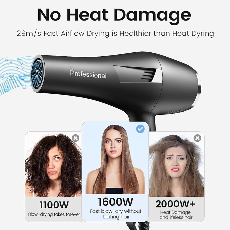 Faszin Ionic Hair Dryer, Salon Professional Blow Dryer 2400W AC Motor Fast Drying with 2 Speed, 3 Heat Setting, Cool Button, with Diffuser, Nozzle, Concentrator Comb for Curly and Straight Hair - Image 3