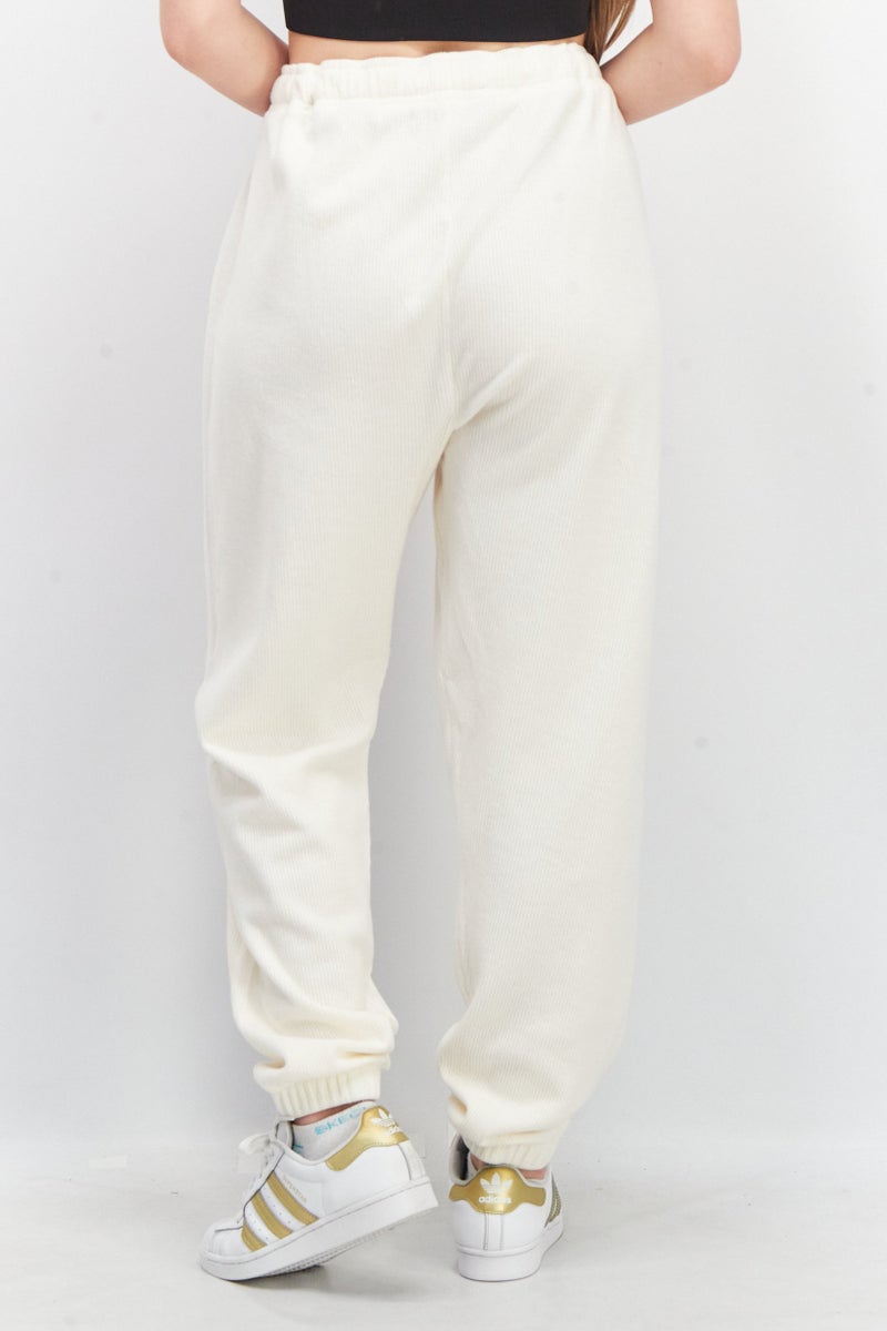 Tchibo Women Regular Fit Textured Jogger Pant, Beige - Image 4