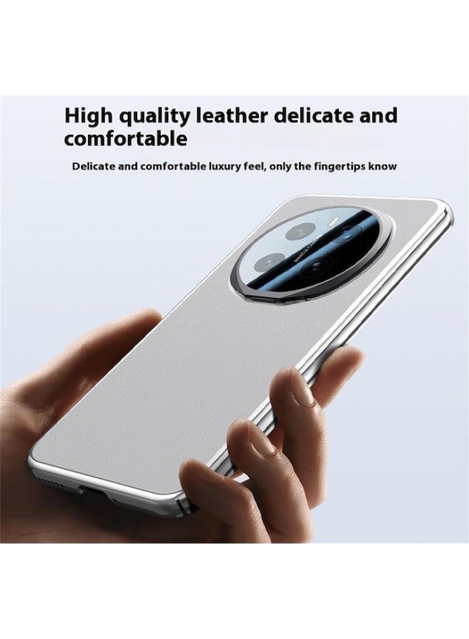 جراب هاتف محمول Honor Magic7pro، مصنوع من الجلد الطبيعي المطلي بالكهرباء والمزخرف بنقوش بارزة، مقاوم للسقوط، مزود بحامل عدسة، لون أسود. - Image 5