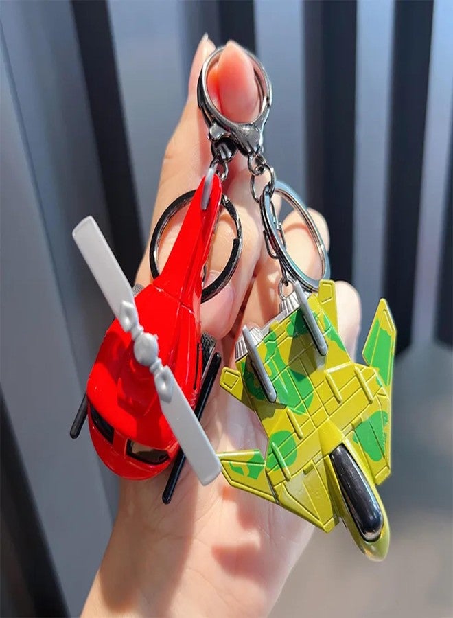 AUGEN Push & Go Metal Toy Car Bike Scooter Plane with Key Hook Keychain Showpice for Kids & Adults (Fighter Mini|Army Green) - Image 3