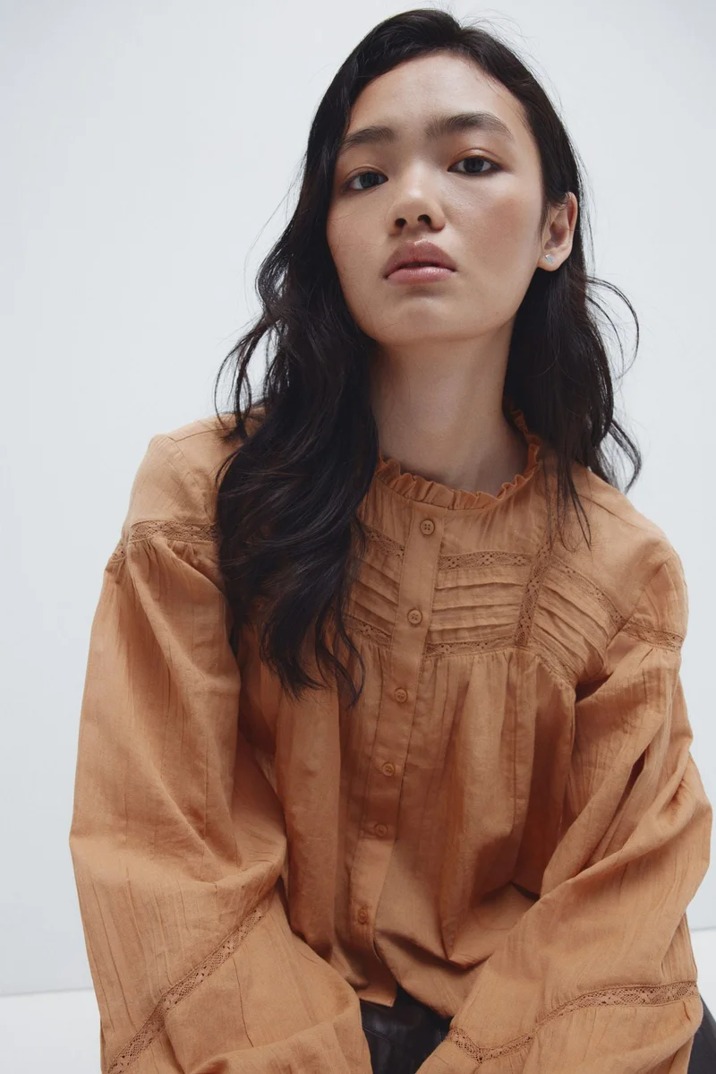 H&M Frill-collared cotton blouse