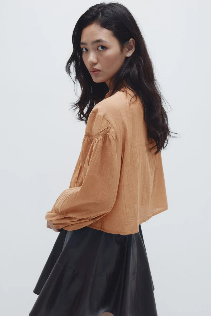 H&M Frill-collared cotton blouse