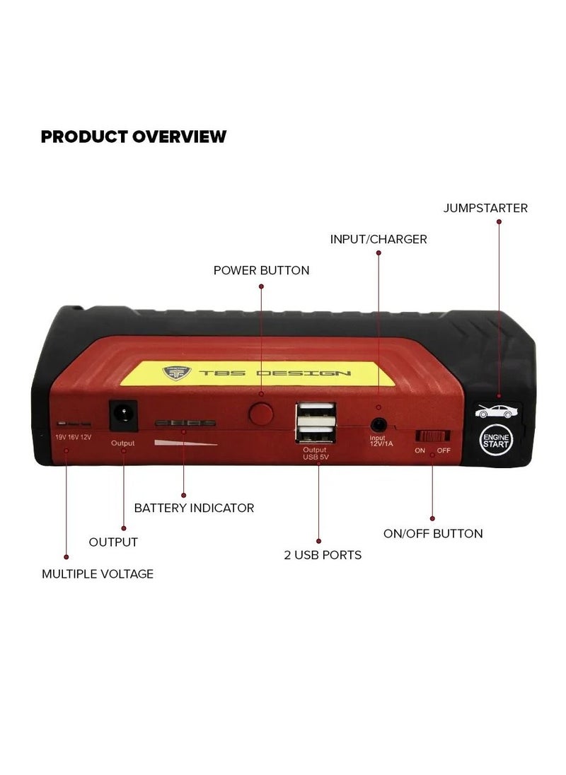 TBS DESIGN - High-Capacity 7800mAH Car Jump Starter & Air Compressor, Waterproof ABS Housing, Rechargeable & Durable - Image 1