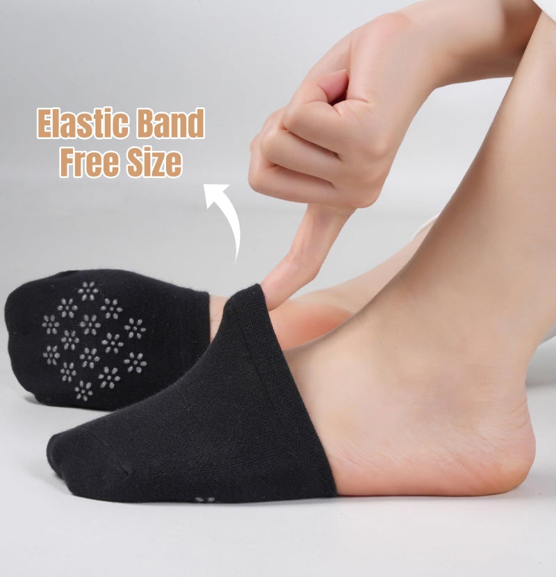 Murmorers Toe Socks Womens for Mules, Half Socks Toe Topper Covers No Show Invisible Non-slip Liners for Clogs Nude Black 6 Pairs - Image 5