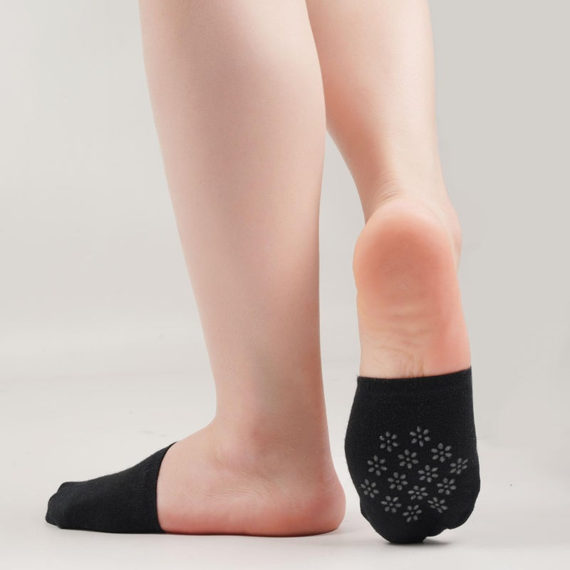 Murmorers Toe Socks Womens for Mules, Half Socks Toe Topper Covers No Show Invisible Non-slip Liners for Clogs Nude Black 6 Pairs - Image 2