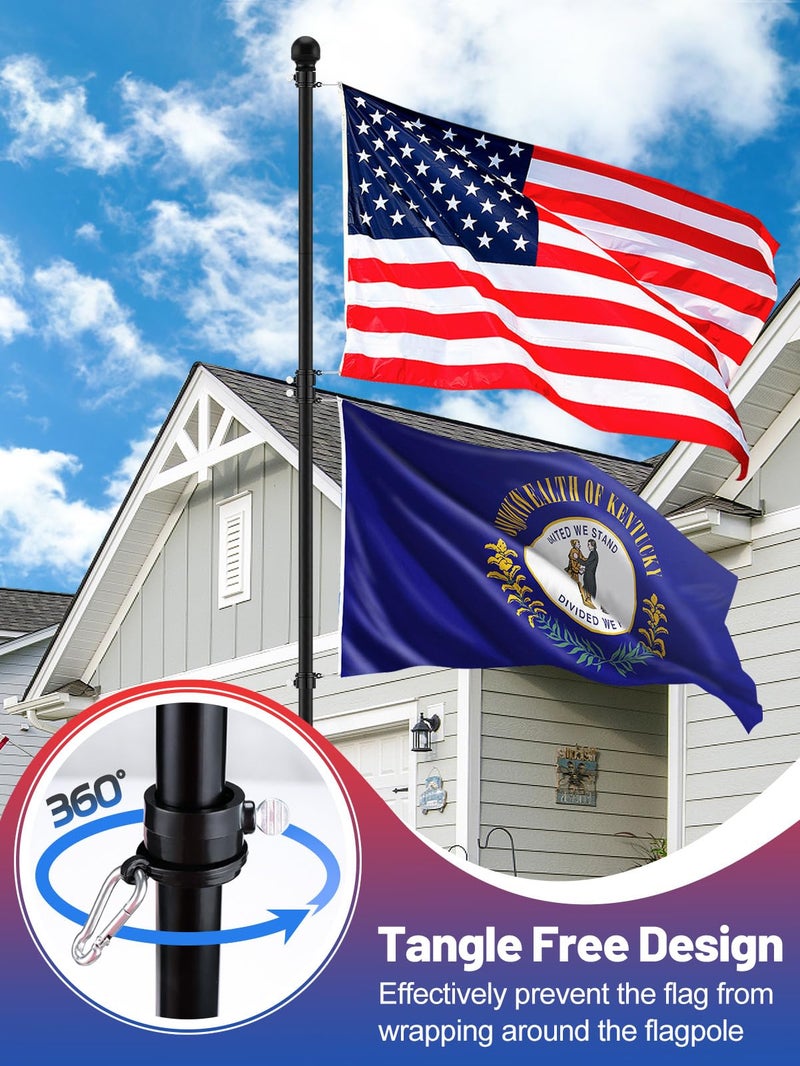 Acostop 10 FT In Ground Flag Poles for Outside House - Fit for 2 Flags Extra Thick Flag Pole Kit with 5 Prongs Base, Windproof Ground FlagPoles for Residential Small Medium Lawn Temporary Event - Image 5