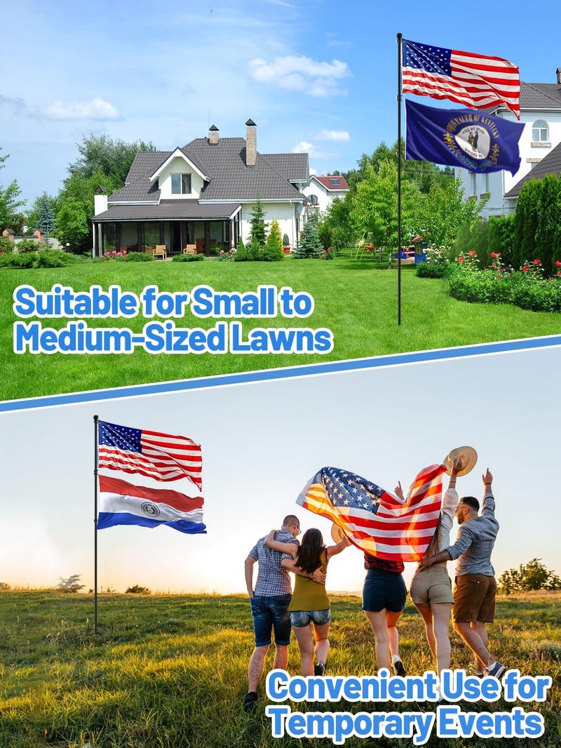Acostop 10 FT In Ground Flag Poles for Outside House - Fit for 2 Flags Extra Thick Flag Pole Kit with 5 Prongs Base, Windproof Ground FlagPoles for Residential Small Medium Lawn Temporary Event - Image 4