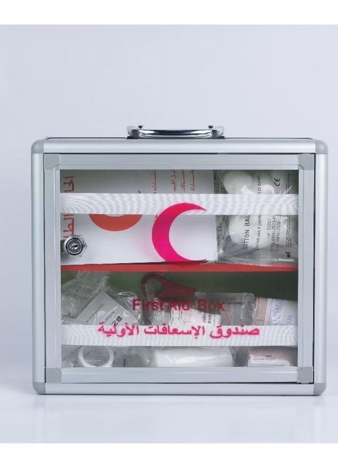 جين فان ل أنا صندوق إسعافات أولية متكامل مع جميع مكوناته، مصنوع من مواد عالية الجودة، بواجهة شفافة ومفتاح قابل للقفل، يوفر تخزينًا آمنًا للأدوية ومستلزمات الإسعافات الأولية المنزلية أو في مكان العمل - Image 4