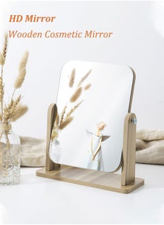 Generic Wood Table Vanity Makeup Mirror, 360-Degree Swivel Mirror, Single-Sided Makeup Table Mirror, Portable Table Tabletop Mirror, High-Definition Mirrors for Bedroom, Living Room, and Makeup Desk  - Image 2