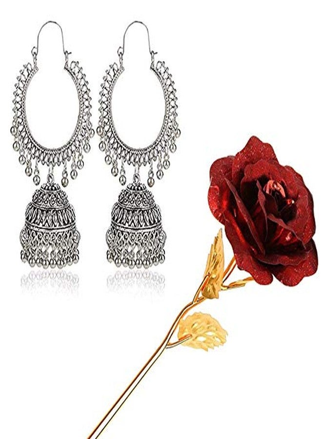 YouBella Jewellery Combo of Gold plated Rose Flower and Jhumka Earrings for Girls/Women - Image 1
