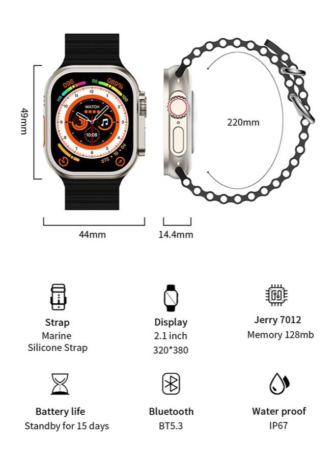 JOYFOCUS - 220.0 Mah Smart Watch Smart Watch Bluetooth Calling Support Wireless Charging &GPS With Replacement Band Black - Image 1