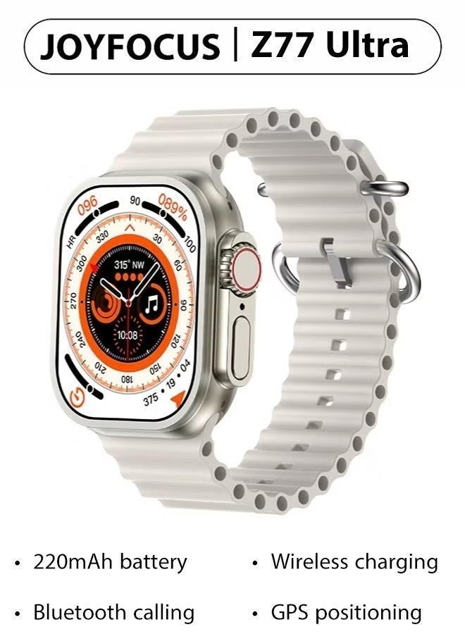 JOYFOCUS Z77 Ultra Smartwatch 2.1-inch IPS Full-angle HD Color Screen Bluetooth Call Smart Voice Assistant GPS Positioning Sports Watch-White - Image 1