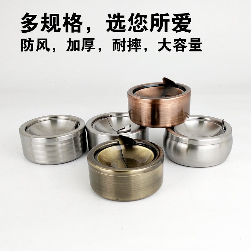 Supply Stainless Steel Ashtray Thickeneded Windproof El Bar Ktv Car Customization And Delivery - Image 3