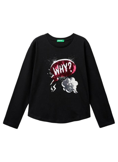 تيشيرت بناتي بترتر وأكمام طويلة