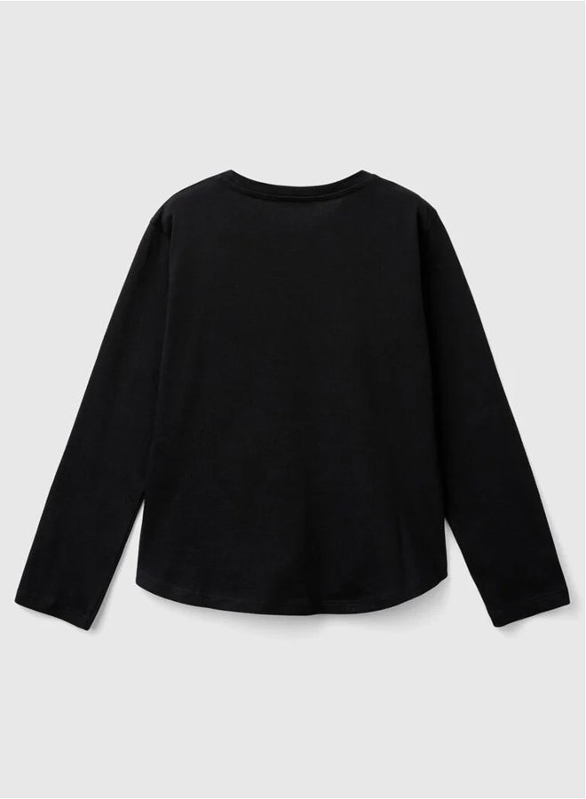 بينيتون تيشيرت بناتي بترتر وأكمام طويلة - Image 2