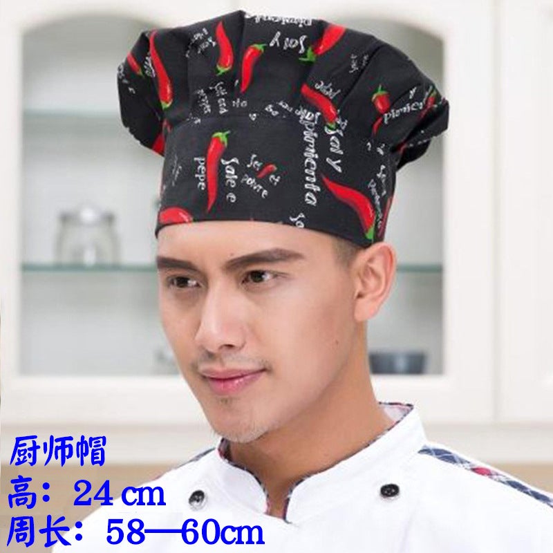 Chef Hat Men'S High Hat Work Clothes White Dome Cloth Hat El Restaurant Cotton Cake Hat Export - Image 1