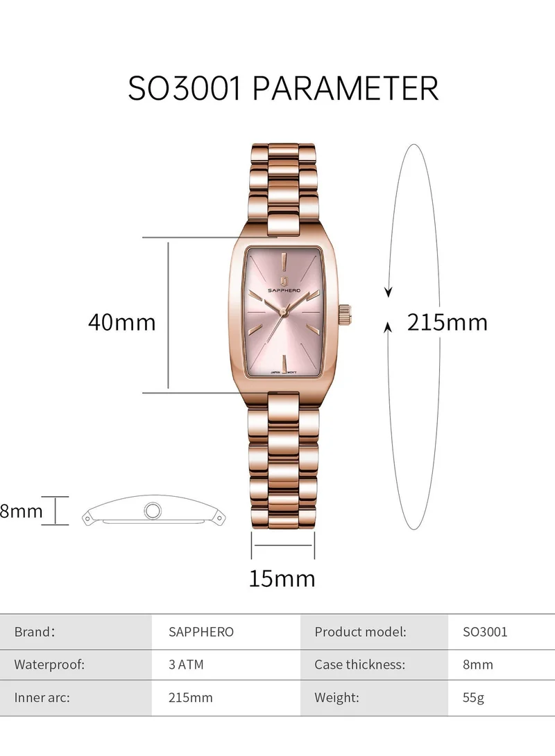 Sapphero 55 g SAPPHERO Watches for Women Luxury Ladies Watches Women's Bracelet Watch Small Stainless Steel Analog 3ATM Waterproof Wrist Watch for Women for Women | Best Price UAE