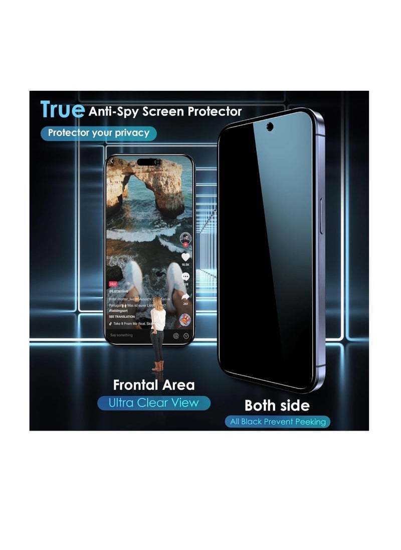 ELTRAZONE iPhone Tempered Glass 3 Pack Privacy Screen Protector Set For iPhone 15 Pro Max 6.7 Inch Anti-Spy Tempered-Glass, Scratch Resistant iPhone Glass Full-Coverage Glass (Privacy, iPhone 15 Pro Max)  - Image 3