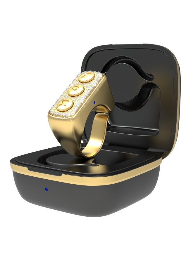 D03 Bluetooth Mobile Phone Remote Control Ring Selfie Shake Tone Short Video Lazy Remote Fingertip Controller-Color:D03-electroplated Gold English Packaging - Image 1