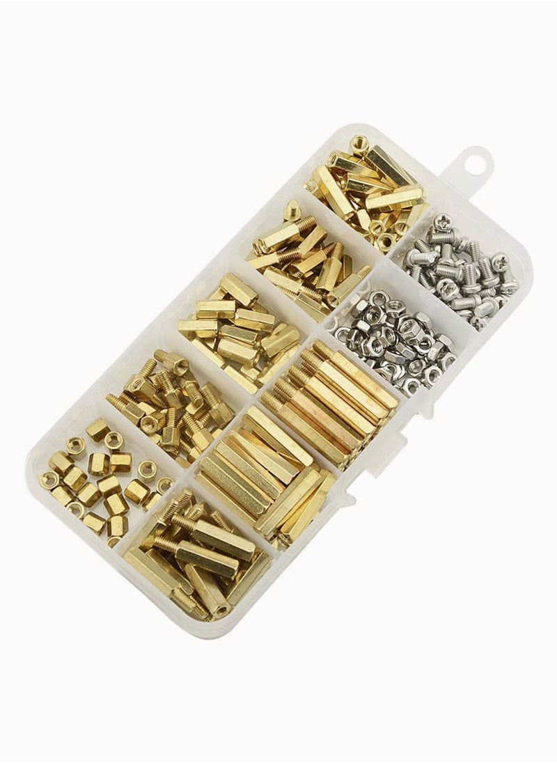 SYOSI M3 Pcb Hex Male Female Threaded Brass Standoffs, Copper Brass Pillars Standoff Circuit Spacer PCB Board Nut Screws Hex Round Single Cylinder Head with Box, Standoff Screws 120pcs  - Image 5