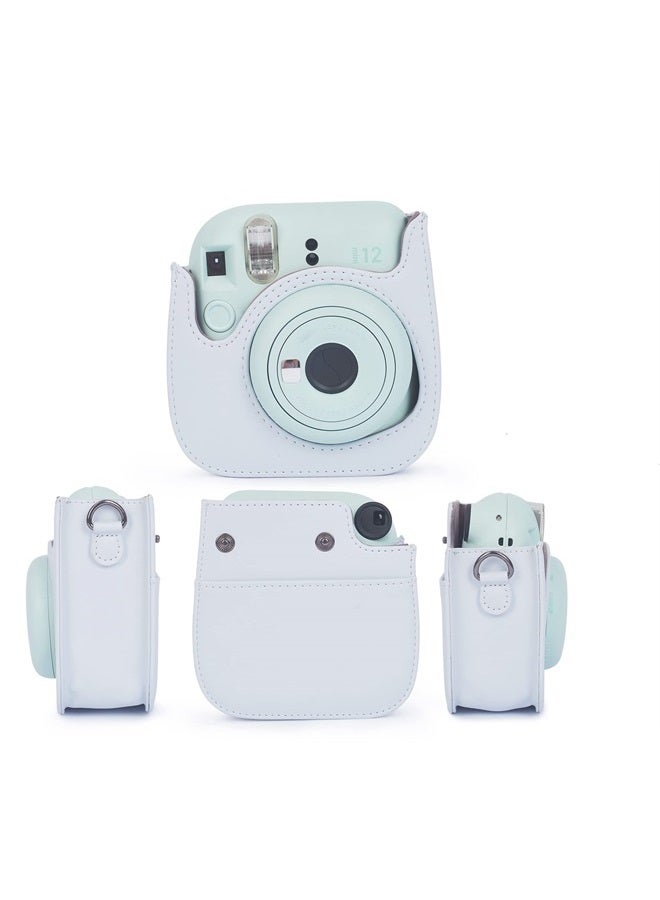 Phetium Instant mini 12 Camera Protective Case Compatible with Instax Mini 12 11,PU Leather Bag with Pocket and Adjustable Shoulder Strap (Clay White) - Image 2