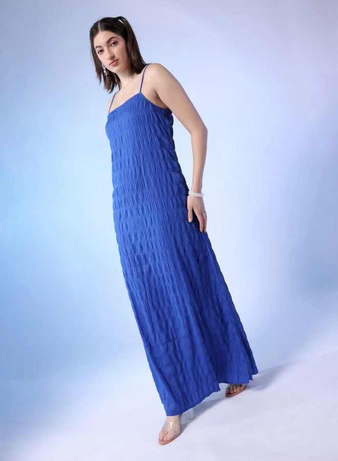 مرفوعة Women Fit and Flared Casual Solid Long Dress