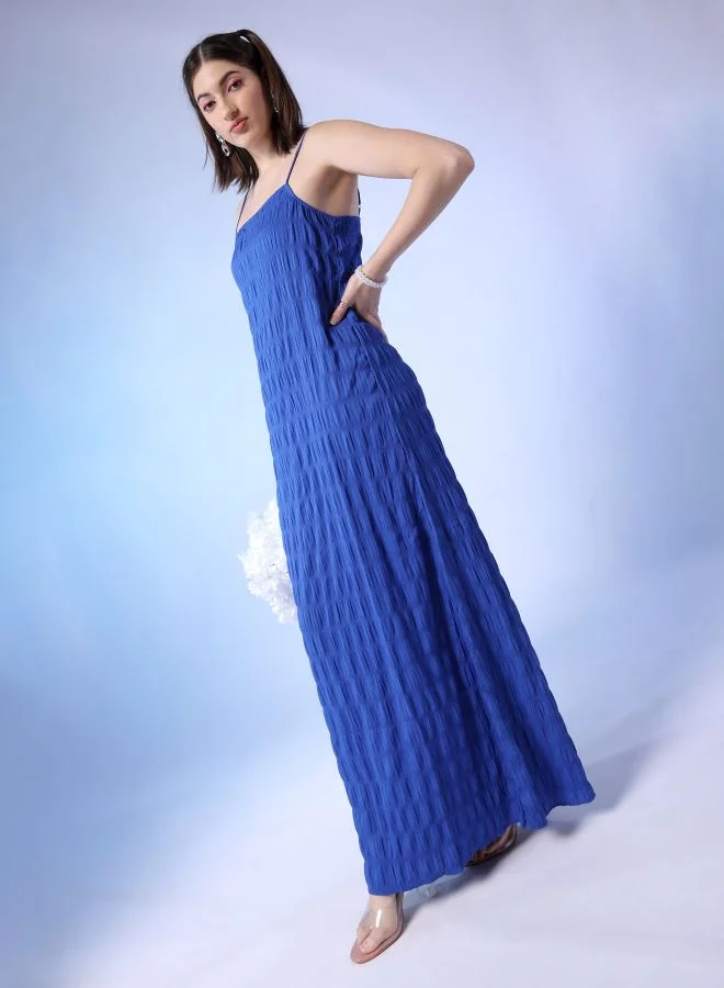 مرفوعة Women Fit and Flared Casual Solid Long Dress