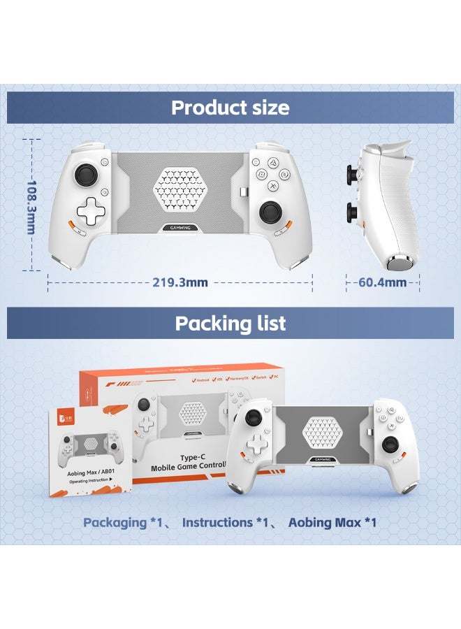 general Professional Stretch Gamepad Gamwing Aobing Max Type-C Wired & Bluetooth Gaming Controller Clip size 4.5-7.5 inches for Android / iOS / PC / Switch Steam / Xbox / PS with Hall Joysticks / Hall Trigger / Turbo/Auto Function / Macro Back Buttons / Anti-Slip Grip / Cooling Holes / 3.5mm Audio - Image 3