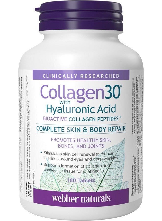 Webber naturals Webber Naturals Collagen30 with Hyaluronic Acid, Bioactive Collagen Peptides, 180 Tablets, Helps Reduce Eye Wrinkles and Fine Facial Line, Non GMO - Image 1