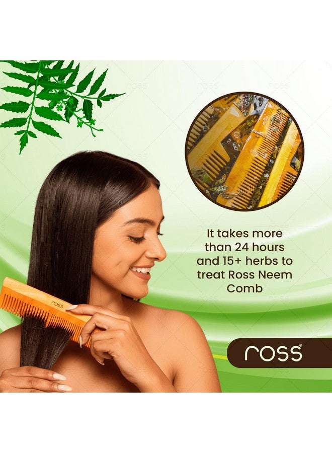 روس مشط كاتشي نيم معالج بالزيت، معالج بزيت النيم، بهرينجراج وأكثر من 15 عشبة، لنمو الشعر، مضاد لتساقط الشعر، التحكم في قشرة الرأس | مشط خشبي للتحكم في التجعد للرجال والنساء (أسنان مزدوجة) - Image 3