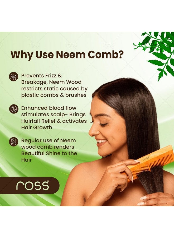 روس مشط كاتشي نيم معالج بالزيت، معالج بزيت النيم، بهرينجراج وأكثر من 15 عشبة، لنمو الشعر، مضاد لتساقط الشعر، التحكم في قشرة الرأس | مشط خشبي للتحكم في التجعد للرجال والنساء (أسنان مزدوجة) - Image 4