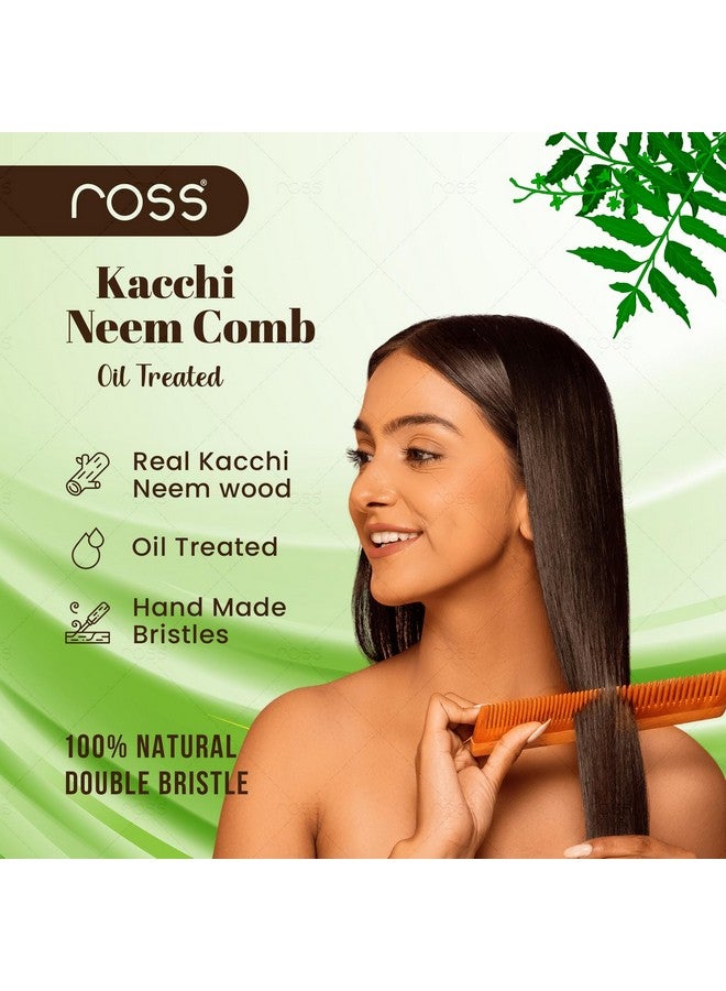 روس مشط كاتشي نيم معالج بالزيت، معالج بزيت النيم، بهرينجراج وأكثر من 15 عشبة، لنمو الشعر، مضاد لتساقط الشعر، التحكم في قشرة الرأس | مشط خشبي للتحكم في التجعد للرجال والنساء (أسنان مزدوجة) - Image 2