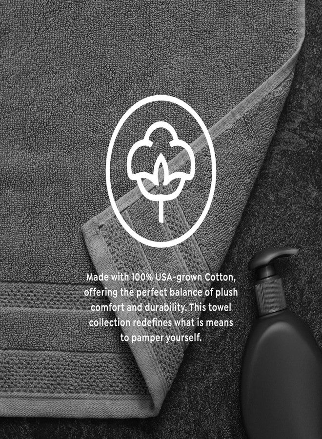 1888 ميلز طقم مناشف قطنية فاخرة 100% من 1888 ميلز، وزن 725 غرام/متر مربع - طقم من 6 قطع، ناعمة وعالية الامتصاص - منشفتان كبيرتان للاستحمام، منشفتان لليدين، منشفتان للوجه - سريعة الجفاف ومتينة للاستخدام في المنتجعات الصحية والفنادق والاستخدام اليومي، لون رمادي داكن - Image 3