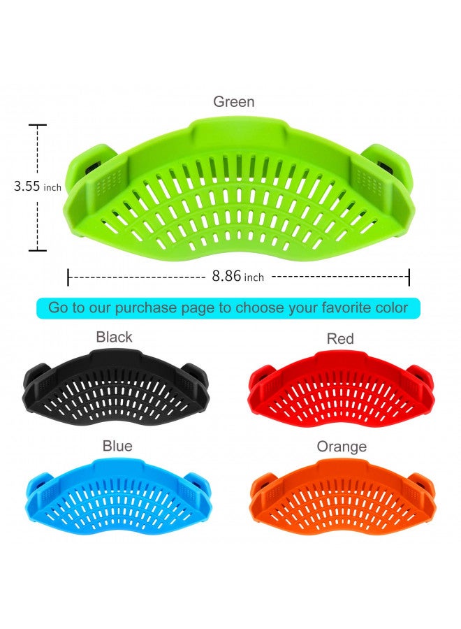 AUOON مصفاة سيليكون قابلة للتثبيت للأواني والمقالي، مصفاة باستا AUOON القابلة للتثبيت للطعام للحوم والخضروات والفواكه، مصفاة مطبخ سيليكون، خضراء - Image 2