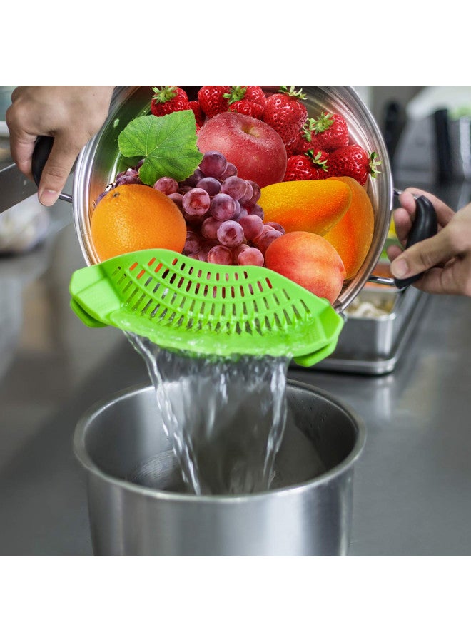 AUOON مصفاة سيليكون قابلة للتثبيت للأواني والمقالي، مصفاة باستا AUOON القابلة للتثبيت للطعام للحوم والخضروات والفواكه، مصفاة مطبخ سيليكون، خضراء - Image 3