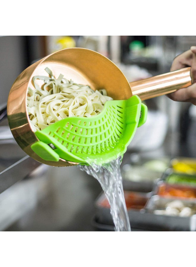 AUOON مصفاة سيليكون قابلة للتثبيت للأواني والمقالي، مصفاة باستا AUOON القابلة للتثبيت للطعام للحوم والخضروات والفواكه، مصفاة مطبخ سيليكون، خضراء - Image 5