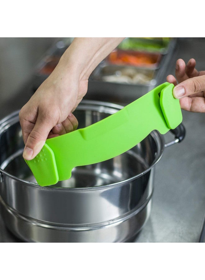 AUOON مصفاة سيليكون قابلة للتثبيت للأواني والمقالي، مصفاة باستا AUOON القابلة للتثبيت للطعام للحوم والخضروات والفواكه، مصفاة مطبخ سيليكون، خضراء - Image 4