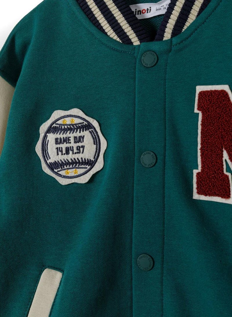 MINOTI Kids Varsity Bomber Jacket with Letter Patch  - Image 3