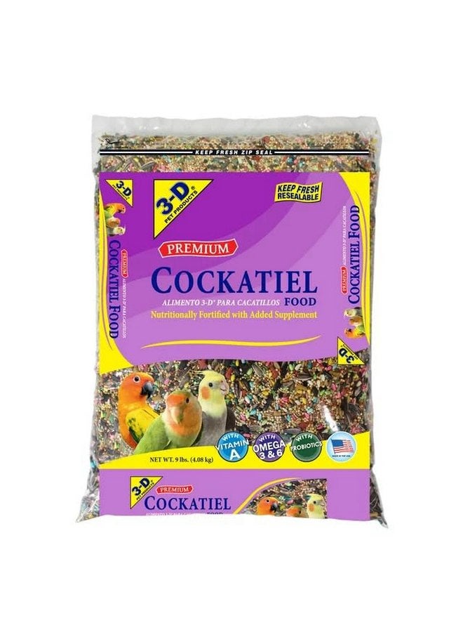 طعام الطيور من Generic 3-D Pet Products الفاخر بمزيج من بذور الكوكتيل، مع البروبيوتيك، كيس 9 رطل - Image 1