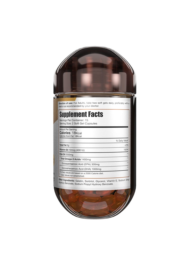EVA PHARMA - Limitless Naturals 2000mg Omega 3 Fish Oil 30 Capsules - Image 1