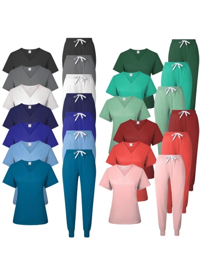Loquat Womens Medical Scrubs Set Medical Uniform Set Wine Red - Image 3