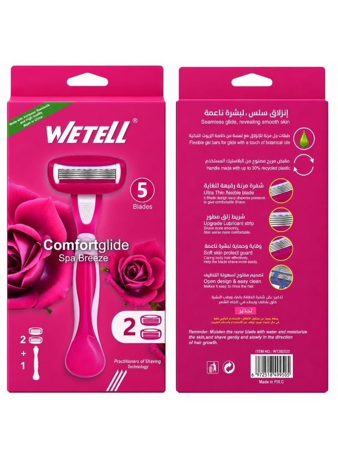 Wetell Comfortglide Spa Breeze Women Razor WT202523 (Set of 1 Handle & 2 Blades) - Image 4
