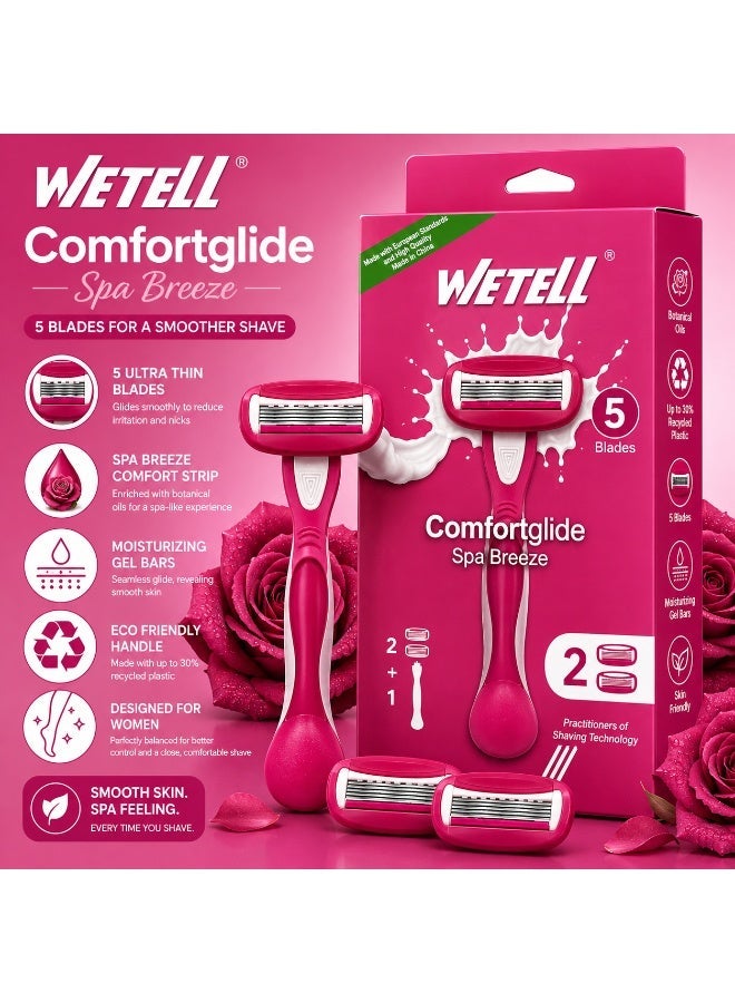 Wetell Comfortglide Spa Breeze Women Razor WT202523 (Set of 1 Handle & 2 Blades) - Image 3
