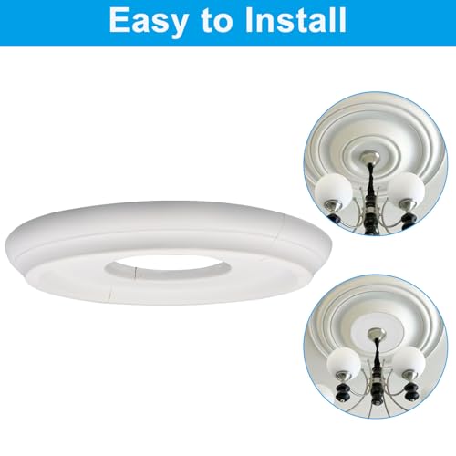 Zorfeter Split Molded Ceiling Medallion 10"OD x 4"ID, White Ceiling Fan Cover Plate Light Fixtures Trim - Image 5